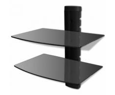 vidaXL Étagère murale à DVD à 2 niveaux Verre Noir