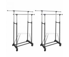 vidaXL Porte-manteaux réglables 2 pcs 2 rails d'accrochage
