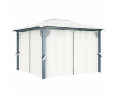 vidaXL Tonnelle avec rideau 300x300 cm Crème Aluminium