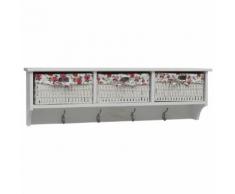 vidaXL Porte-manteau mural avec 3 paniers Blanc Bois