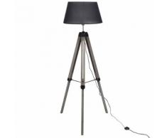 vidaXL Lampadaire trépied en bois Réglable avec abat-jour en tissu Noir