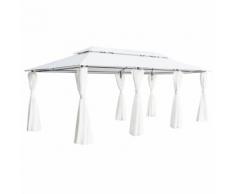 vidaXL Belvédère avec rideaux 600x298x270 cm Blanc
