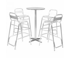 vidaXL Ensemble de bar 5 pcs avec table ronde Argenté Aluminium