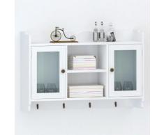 vidaXL Vitrine murale avec étagère de Livre / DVD / Verre en MDF Blanc
