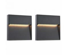vidaXL 2 pcs Appliques murales LED d'extérieur 3 W Noir Carré