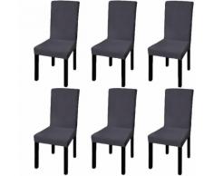 vidaXL Housse de chaise droite extensible 6 pcs anthracite