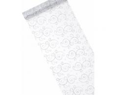 Chemin de table organza blanc arabesques pailletées 28 cm x 5 m