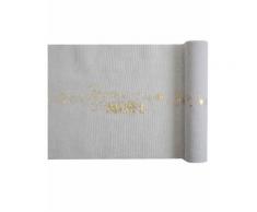 Chemin de table en coton Joyeux Noël gris et doré 28 cm x 3 m