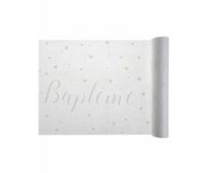 Chemin de table intissé Baptême blanc 30 cm x 5 m