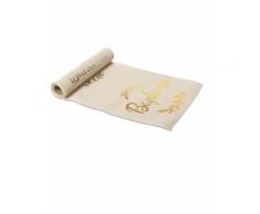 Chemin de table en lin naturel Baptême champagne 28 cm x 5 m