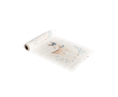 Chemin de table en lin Jolie Biche blanc 28 cm x 5 m