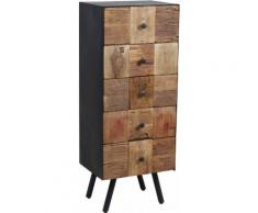 Chiffonnier palissandre aspect vieilli et acier noir 5 tiroirs