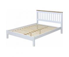 Lit Double 140 x 190cm pin blanc glacé - ARAPIRACA