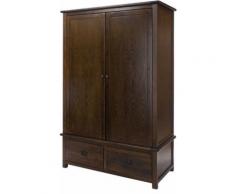 Armoire pin teinté foncé 2 portes 2 tiroirs - BALEM