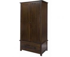 Armoire pin teinté foncé 2 portes 1 tiroir - BALEM