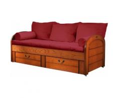 Lit gigogne Marina merisier 90 x 190 et pack literie Bordeaux