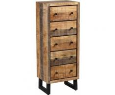 Chiffonnier palissandre aspect traits de scie et acier noir 5 tiroirs