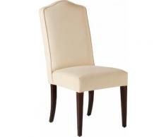 Chaise hêtre massif tapissée blanc cassé pieds droits