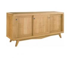 Buffet scandinave chêne massif clair 3 portes coulissantes
