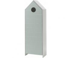 Armoire enfant blanc 1 porte menthe 3 étagères