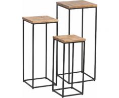 Lot de 3 sellettes plateaux palissandre structure acier