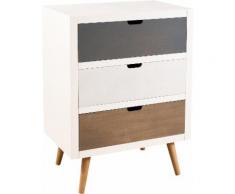 Commode scandinave pin blanc 3 tiroirs assortis