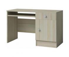 Bureau enfant mélaminé frêne 1 porte 1 tiroir 2 étagères