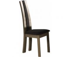 Chaise chêne taupe dossier haut tapissée tissu noir