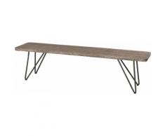 Banc de jardin acier gris assise teck naturel pieds scandi