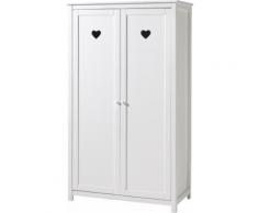 Armoire enfant laqué blanc 2 portes motifs cœur AMORI