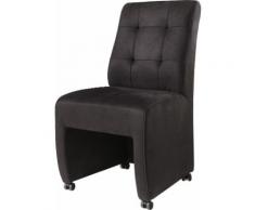 Chaise microfibre noir capitonnée sur roulettes