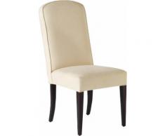 Chaise hêtre massif tapissée blanc cassé pieds droits dossier arrondi