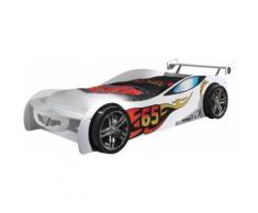 Lit enfant voiture de course blanc 90x200
