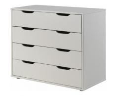Commode enfant pin massif blanc 4 tiroirs – PINO
