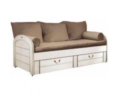 Lit gigogne Marina blanc 90 x 190 et pack literie Châtaigne