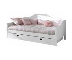 Lit gigogne enfant laqué blanc 90x200 motifs cœur AMORI