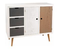 Buffet scandinave pin blanc 2 portes 3 tiroirs assortis