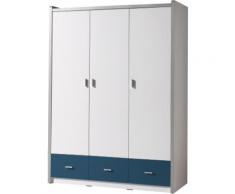 Armoire enfant laqué blanc et bleu 3 portes 3 tiroirs