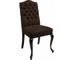 Chaise hêtre massif tapissée chocolat pieds chippendale dossier capitonné