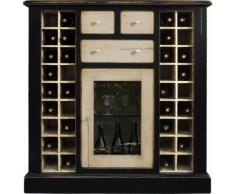 Meuble bar cave à vins chêne noir crème 36 cases 1 porte 3 tiroirs