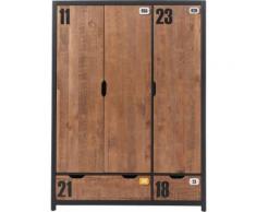 Armoire enfant pin massif 3 portes 2 tiroirs ALEX