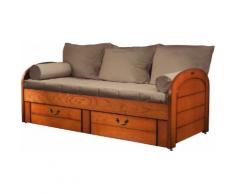Lit gigogne Marina merisier 80 x 190 et pack literie Châtaigne