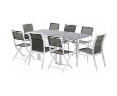 Salon de jardin Modulo 8 L90 Stone 4 fauteuils 4 chaises blanc