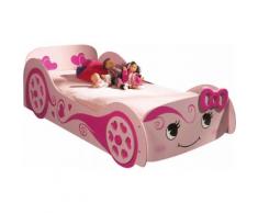 Lit enfant voiture rose 90x200