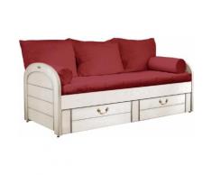 Lit gigogne Marina blanc 90 x 190 et pack literie Bordeaux