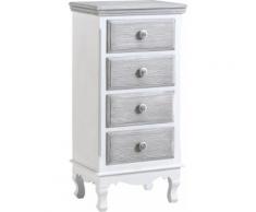 Chiffonnier pin massif blanc 4 tiroirs gris blanchi