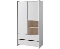 Armoire enfant pin massif blanc 2 portes 2 tiroirs 2 niches – KIDDY