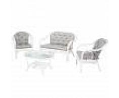 Rotin Design Salon d'intérieur EDELWEIS blanc en rotin