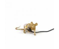 Lampe à poser Seletti en résine Souris Or avec fil Noir