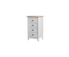 Chiffonnier 4 tiroirs blanc et bois - emie - l 46 x l 35 x h 80 - neuf